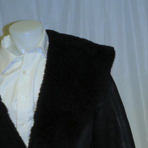 Texas Tanning Black Shearling Leather Double Breasted Jacket S